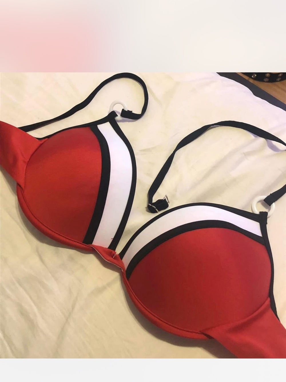 Pokemon vibes Red & White Women's Push-Up Swim Top